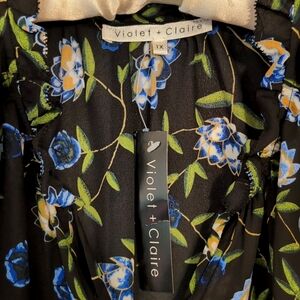 Violet + Claire Floral Semi Sheer Blouse Size 1X
